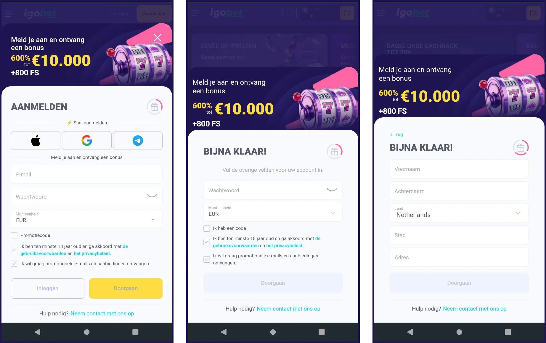 Snelle registratie voor nieuwe spelers bij IgoBet Casino
